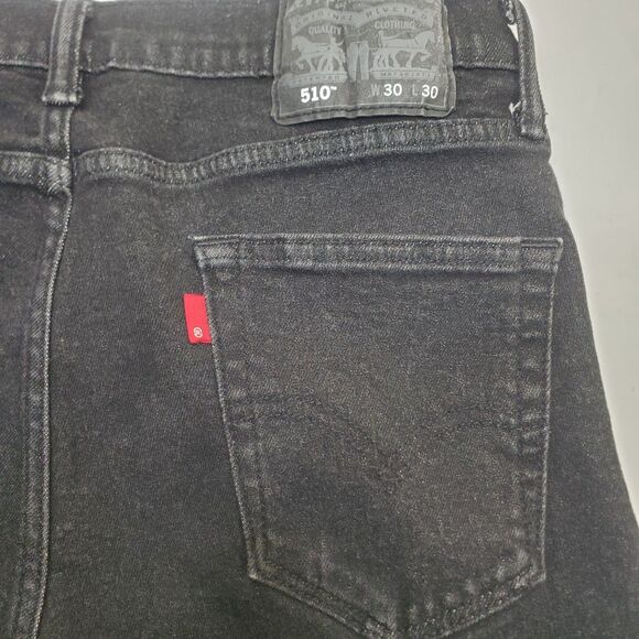 Levis Strauss 510 Black Jeans Mens 30x30 (30x26.5 Actual) SKINNY Denim Stretch - Picture 13 of 16